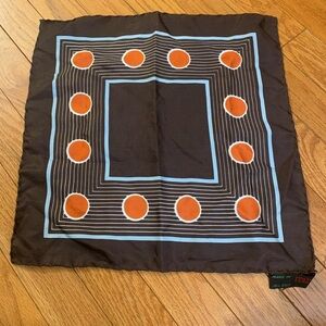 Geometric Italian Brown and Orange Silk Scarf